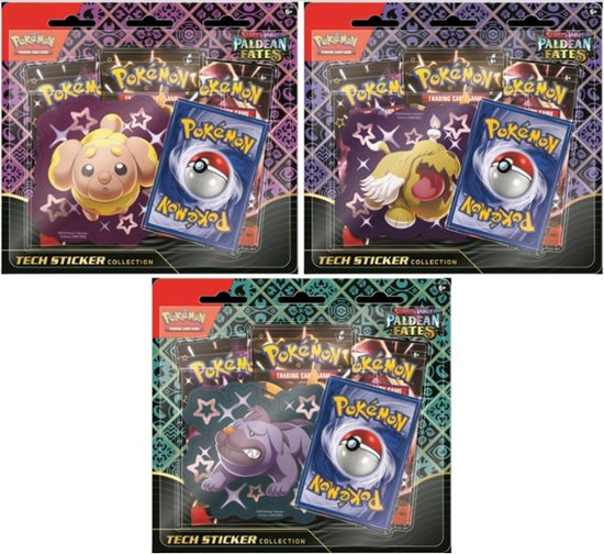 Pokemon TCG: Scarlet & Violet: Paldean Fates: Tech Sticker Collection Trading Card Games Pokemon USA All 3 Tech Sticker Blisters  