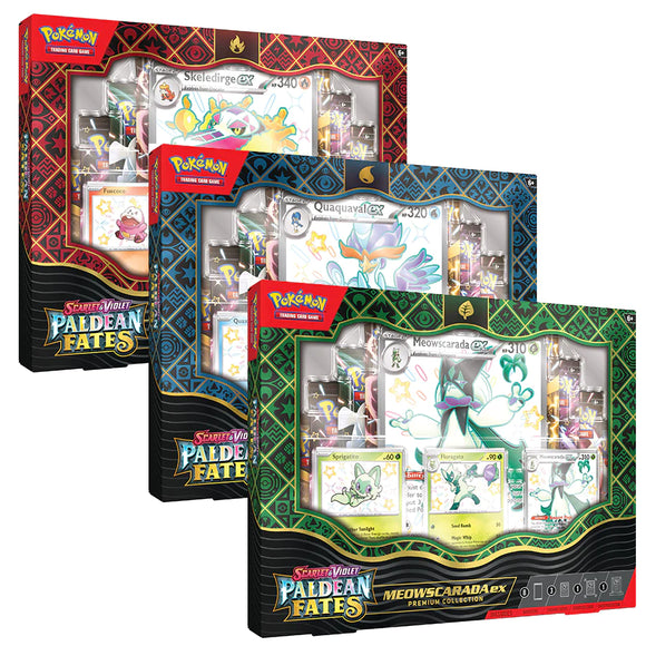 Pokemon TCG: Scarlet & Violet: Paldean Fates: EX Premium Collection (4 options) Trading Card Games Pokemon USA All 3 Premium Boxes  