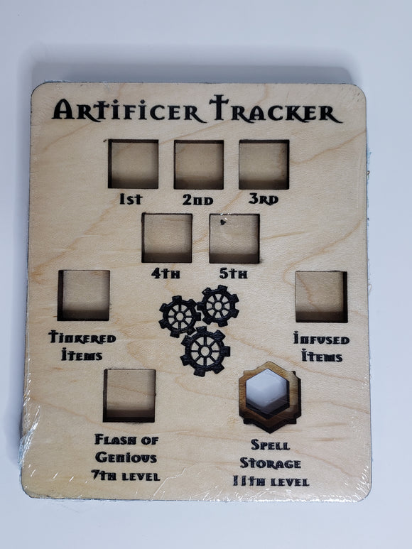 5e Hardwood Character Cards - Artificer Tracker in Cherry Wood Role Playing Games Other   