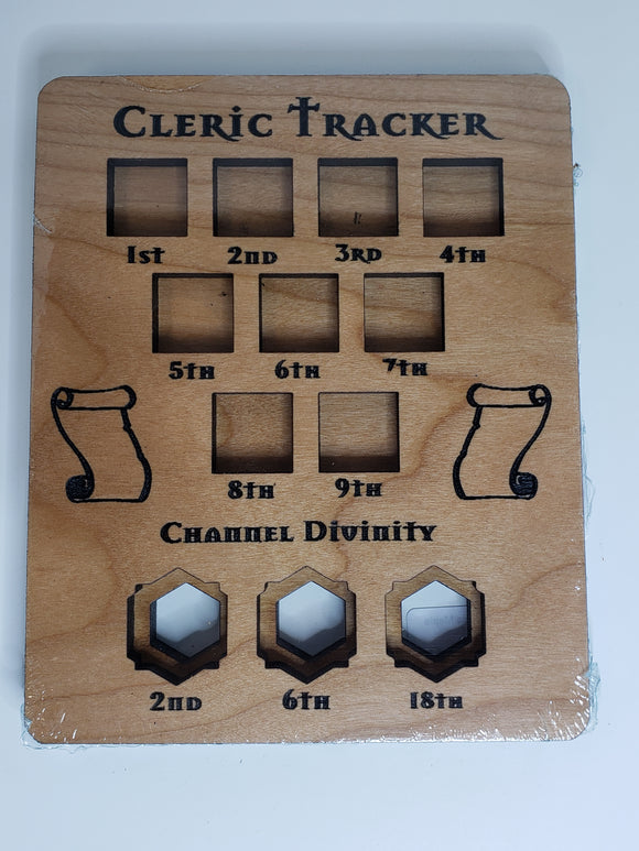 5e Hardwood Character Cards - Cleric Tracker in Maple Wood Role Playing Games Other   