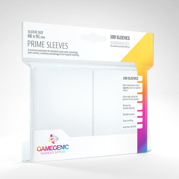 Gamegenic 100ct Standard Size Card Sleeves Prime White Supplies Asmodee   
