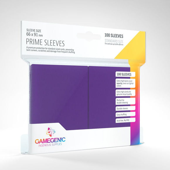 Gamegenic 100ct Standard Size Card Sleeves Prime Purple Supplies Asmodee   