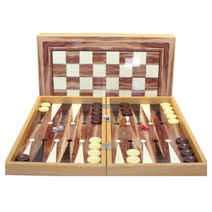 Backgammon Set: 19" Walnut Decoupage Board Games Other   