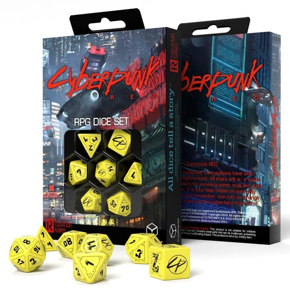 Cyberpunk Red 7ct Polyhedral Dice Set Danger Zone  Q Workshop   