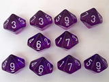 Chessex Translucent Purple/White 10ct D10 Set (23277) Dice Chessex   