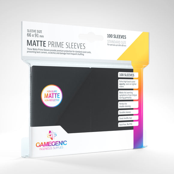 Gamegenic 100ct Standard Size Card Sleeves Matte Prime Black Supplies Asmodee   