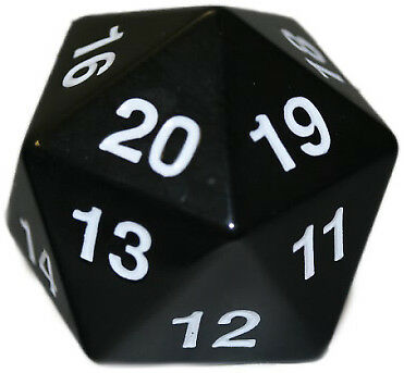 Koplow D20 55mm Spindown Black with White Home page Koplow Games   
