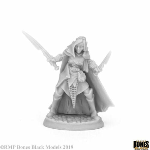 Reaper Miniatures Bones Black Dark Elf Female Warrior (44070) Home page Reaper Miniatures   
