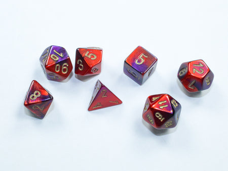 Chessex Gemini Mini-hedral Purple-Red/gold 7-Die Set Dice Chessex   
