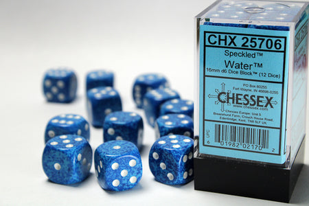 Chessex 16mm Speckled Water 12ct D6 Set (25706) Dice Chessex   