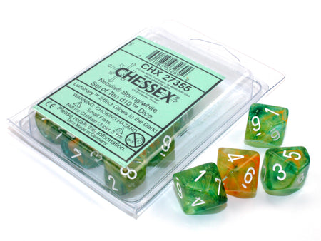 Chessex Nebula Spring/White 10ct D10 Set (27355) Dice Chessex   