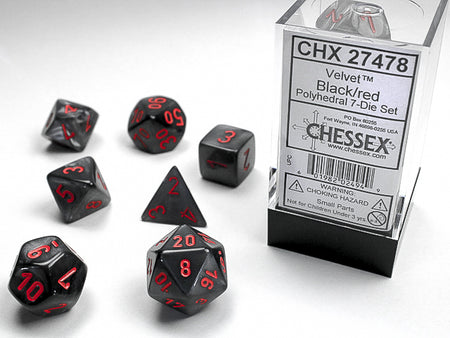 Chessex Velvet Black/Red 7ct Polyhedral Set (27478) Dice Chessex   