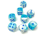 Chessex Gemini Pearl Turquoise-White/Blue Luminary 12mm d6 Dice Block (36 dice) Dice Chessex