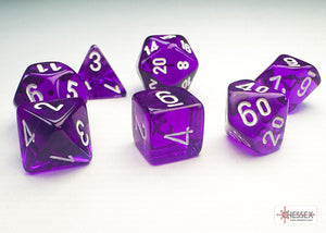 Chessex Mini 7ct Polyhedral Translucent Purple/White 20377 Dice Chessex   