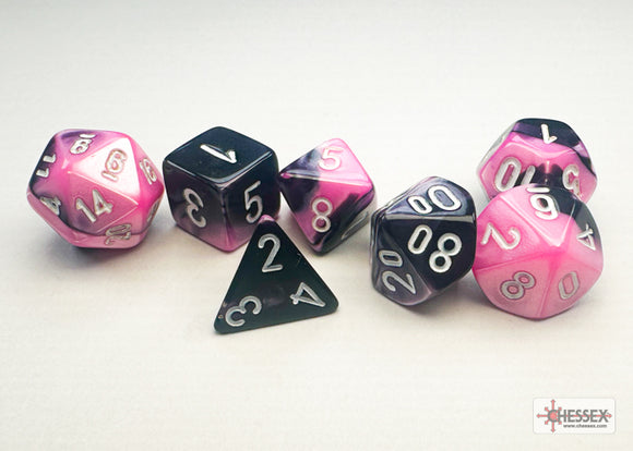 Chessex Mini 7ct Polyhedral Gemini Black-Pink/White 20630 Dice Chessex   