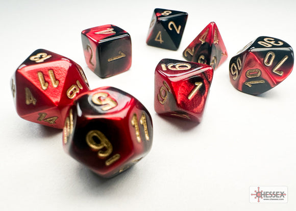 Chessex Mini 7ct Polyhedral Gemini Black-Red/Gold 20633 Dice Chessex   
