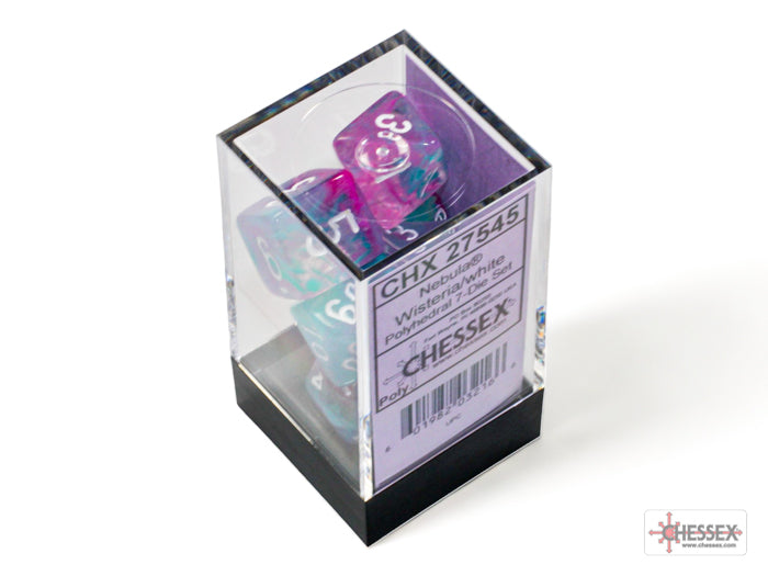 Chessex Nebula Wisteria/White 7ct Polyhedral Set (27545) Dice Chessex   