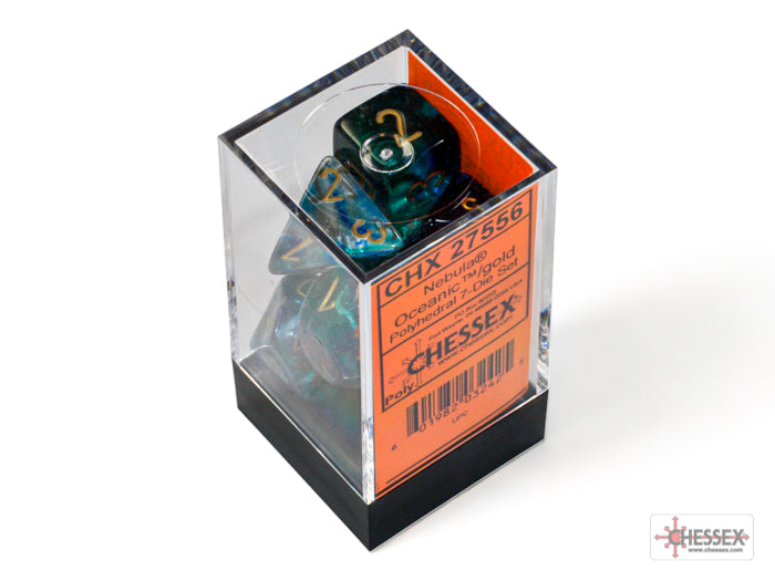 Chessex Nebula Oceanic/Gold 7ct Polyhedral Set (27556) Dice Chessex