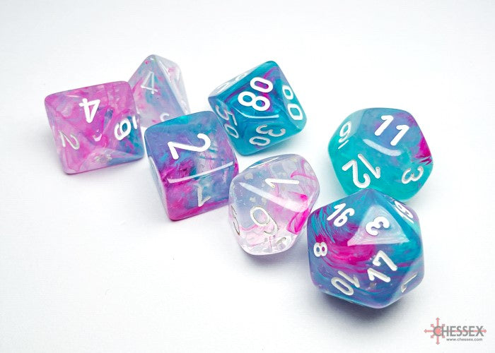 Chessex Nebula Wisteria/White 7ct Polyhedral Set (27545) Dice Chessex   