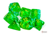 Chessex 7ct Polyhedral Dice Set Gemini Translucent Green-Teal/Yellow (26466) Dice Chessex   
