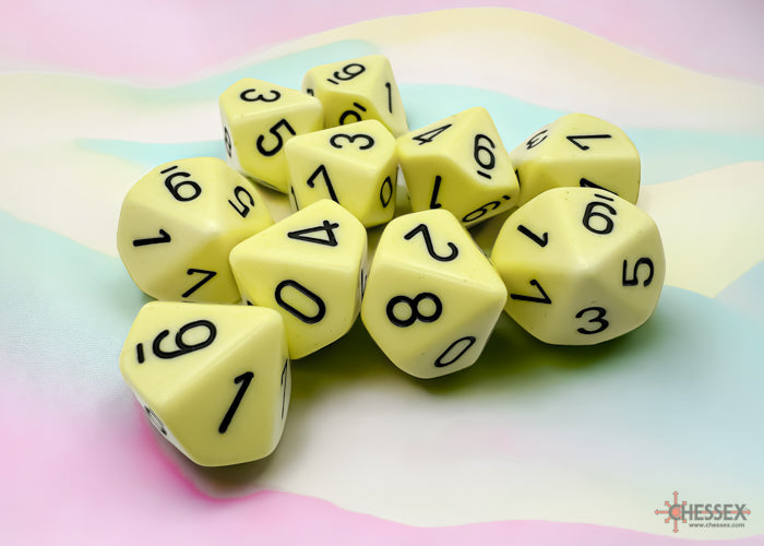 Chessex Opaque Pastel Yellow/Black Set of Ten d10s (25262) Dice Chessex   