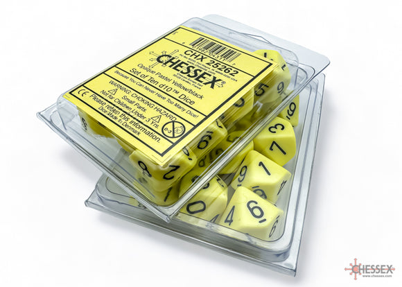 Chessex Opaque Pastel Yellow/Black Set of Ten d10s (25262) Dice Chessex   