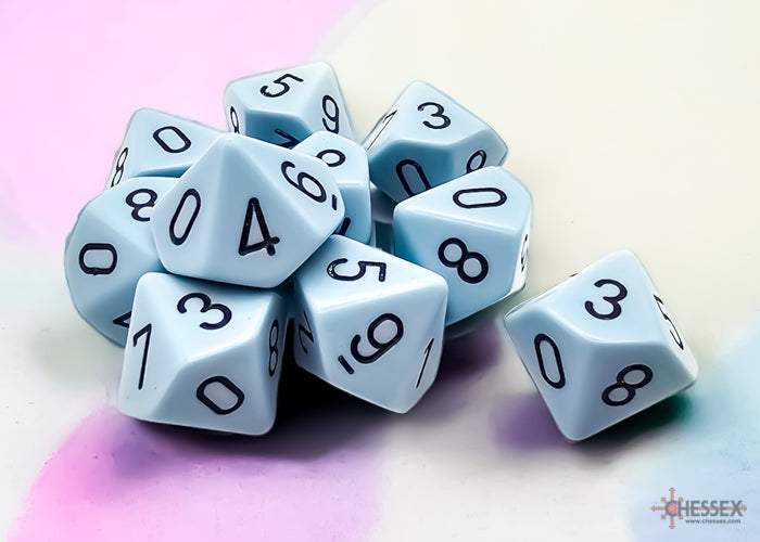 Chessex Opaque Pastel Blue/Black Set of Ten d10s (25266) Dice Chessex   