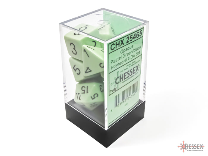 Chessex Opaque Pastel Green/Black Polyhedral 7-Dice Set (25465) Dice Chessex   