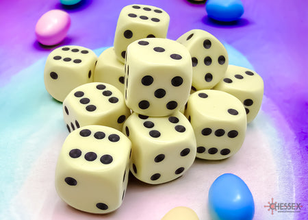 Chessex Opaque Pastel Yellow/Black 16mm 12d6 Dice Block (25662) Dice Chessex   