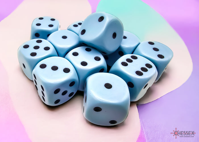 Chessex Opaque Pastel Blue/Black 16mm 12d6 Dice Block (25666) Dice Chessex   