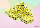 Chessex Opaque Pastel Yellow/Black 12mm 36d6 Dice Block (25862) Dice Chessex   