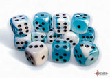 Chessex 16mm Gemini Teal White/Black 12ct D6 Set (26644) Dice Chessex   