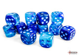 Gemini Blue-Blue/Light Blue Luminary 16mm d6 Dice Block Dice Chessex   