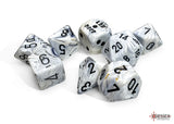 Chessex Lab Dice Marble Calcite/Black Polyhedral 7-Dice Set (with bonus die) Dice Chessex   