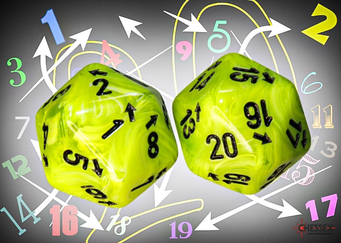 Chessex Countup&down Single D20: Vortex Bright Green/Black Dice Chessex   
