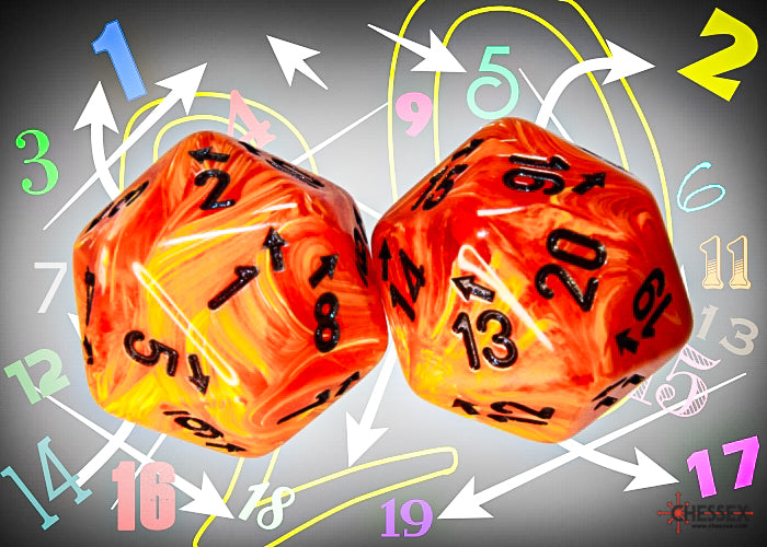 Chessex Countup&down Single D20: Vortex Orange/Black Dice Chessex   