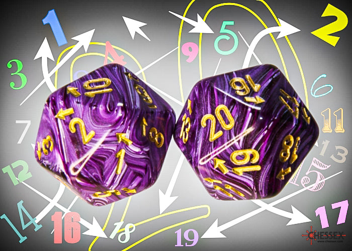 Chessex Countup&down Single D20: Vortex Purple/Gold Dice Chessex