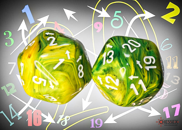 Chessex Countup&down Single D20: Vortex Dandelion/White Dice Chessex