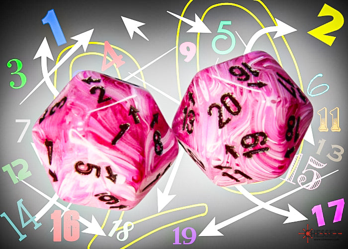 Chessex Countup&down Single D20: Vortex Pink/Black Dice Chessex