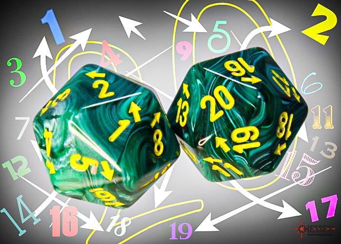Chessex Countup&down Single D20: Vortex Malachite/Yellow Dice Chessex
