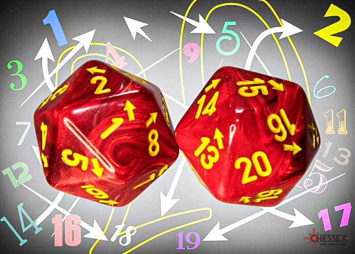 Chessex Countup&down Single D20: Vortex Red/Yellow Dice Chessex