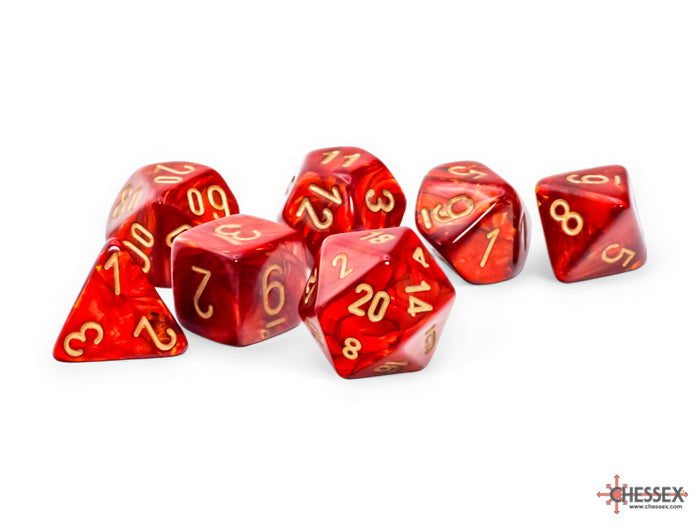 Chessex Mega-hedral Scarab Scarlet/Gold Polyhedral 7-Dice Set Dice Chessex   