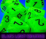 Chessex Mega-hedral Vortex Bright Green/Black Polyhedral 7-Dice Set Dice Chessex   