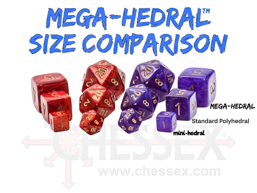 Chessex Mega-hedral Vortex Bright Green/Black Polyhedral 7-Dice Set Dice Chessex   
