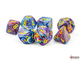 Chessex Mega-hedral Festive Mosaic/Yellow Polyhedral 7-Dice Set Dice Chessex   
