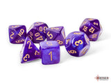 Chessex Mega-hedral Borealis Royal Purple/Gold Luminary Polyhedral 7-Dice Set Dice Chessex   