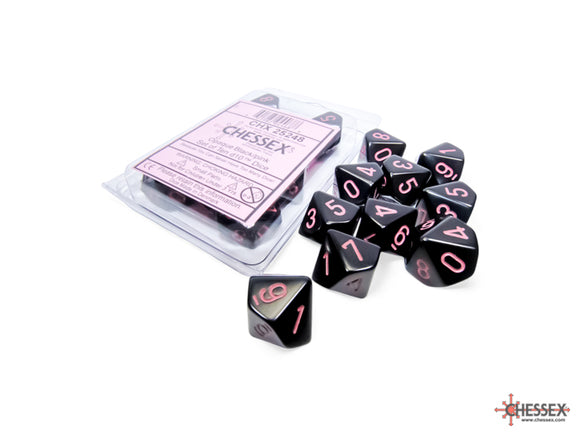 Chessex Opaque Black/Pink Set of Ten d10s Dice Chessex   