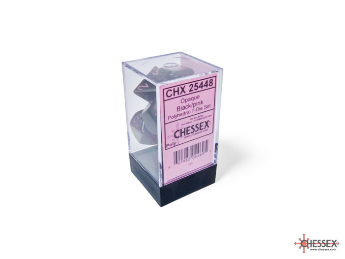Chessex Opaque Pastel Black/Pink Polyhedral 7-Dice Set Dice Chessex   