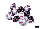 Chessex Gemini Black-White/Pink Set of Ten d10s Dice Chessex