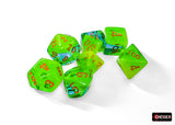 Chessex Gemini Plasma Green-Teal/Orange Luminary Polyhedral 7-Dice Set Dice Chessex